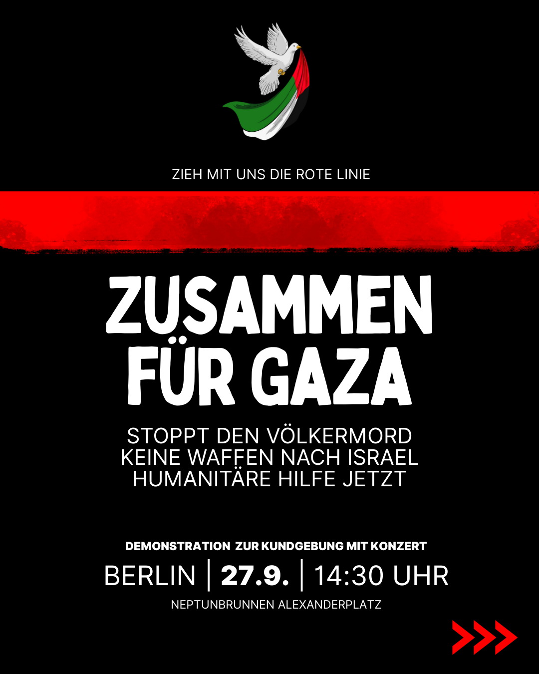 Die VDJ ruft zur Teilnahme an der Demonstration „Zusammen für Gaza“ am 27.09.2025 in Berlin auf!